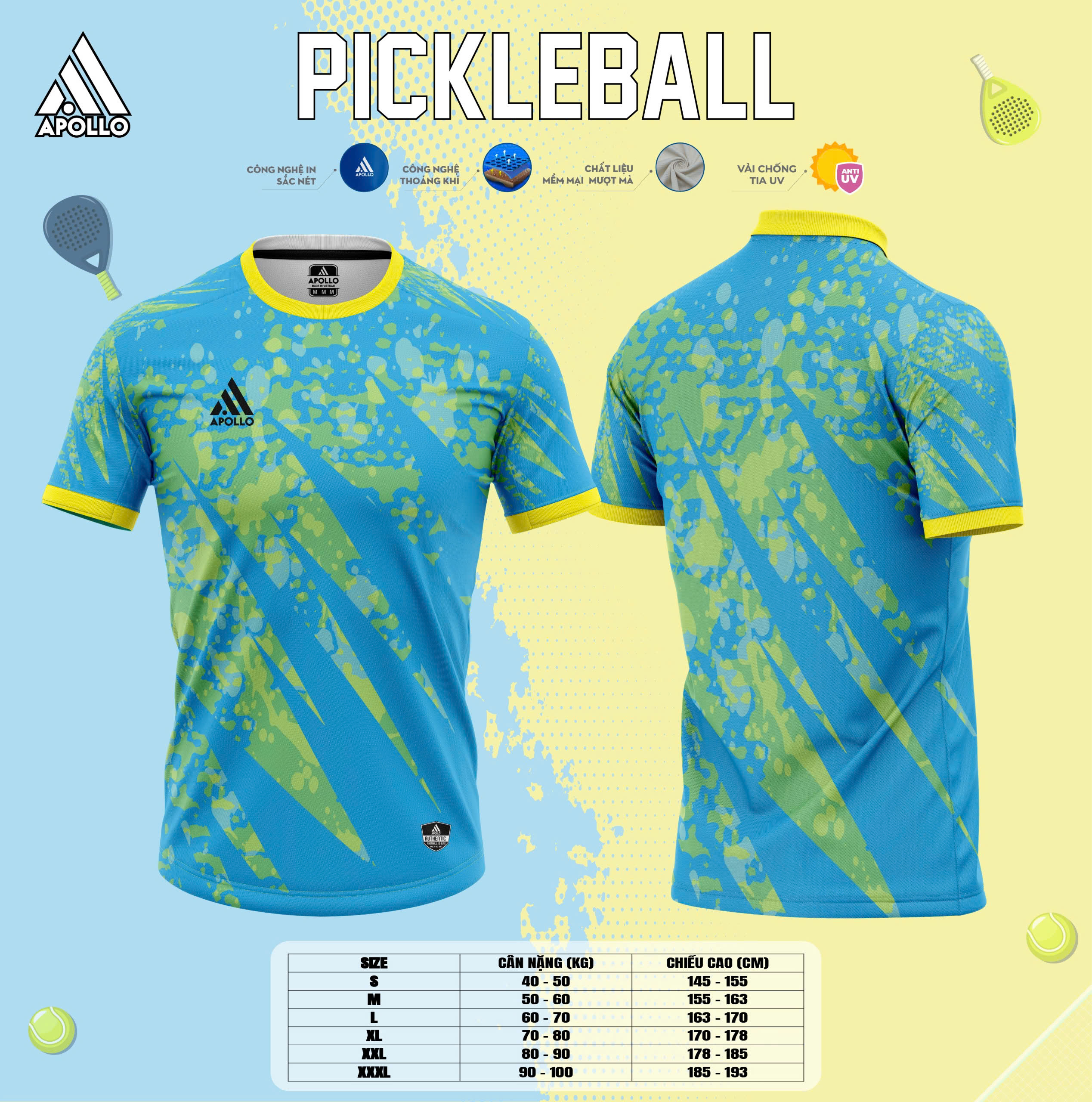 Quần Áo Thể Thao Pickleball Xanh Da Trời – Tươi Mát & Hiện Đại