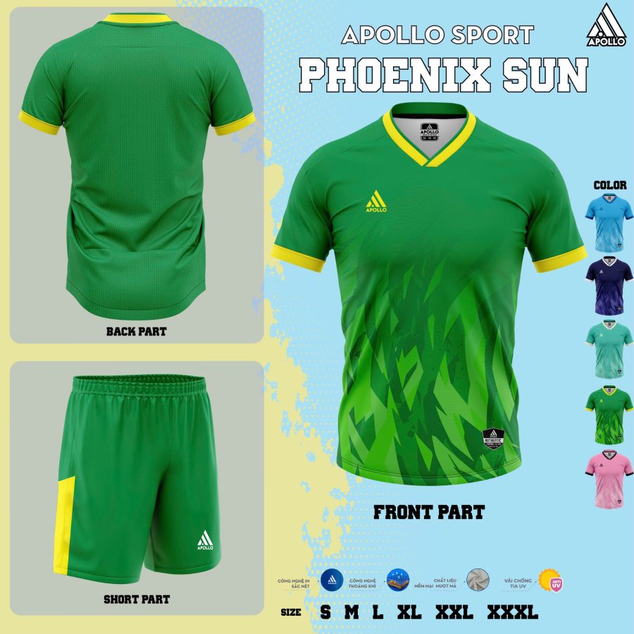 Áo thể thao Hỏa Tốc Phoenix Sun màu Xanh Lá Cây