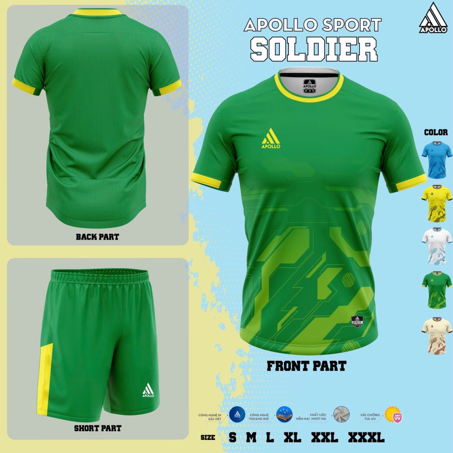 Áo thể thao hỏa tốc Soldier Xanh Lá