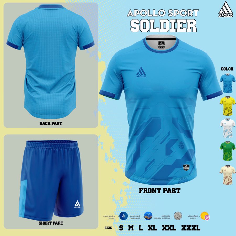 Áo thể thao hỏa tốc Soldier Xanh Dương
