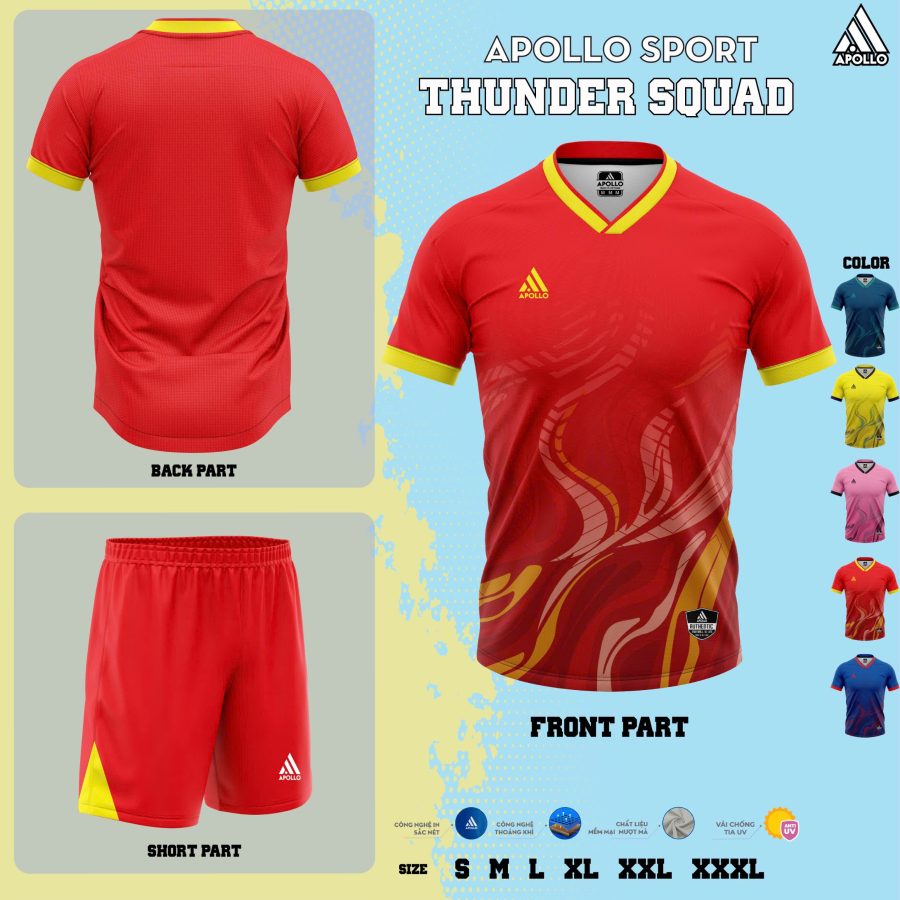 Áo thể thao hỏa tốc Thunder Squad Đỏ – Bùng nổ tinh thần chiến binh