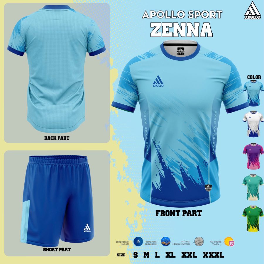 Áo thể thao hỏa tốc Zenna – Xanh Dương trẻ trung