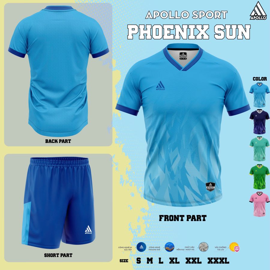 Áo thể thao Hỏa Tốc Phoenix Sun màu Xanh Da Trời