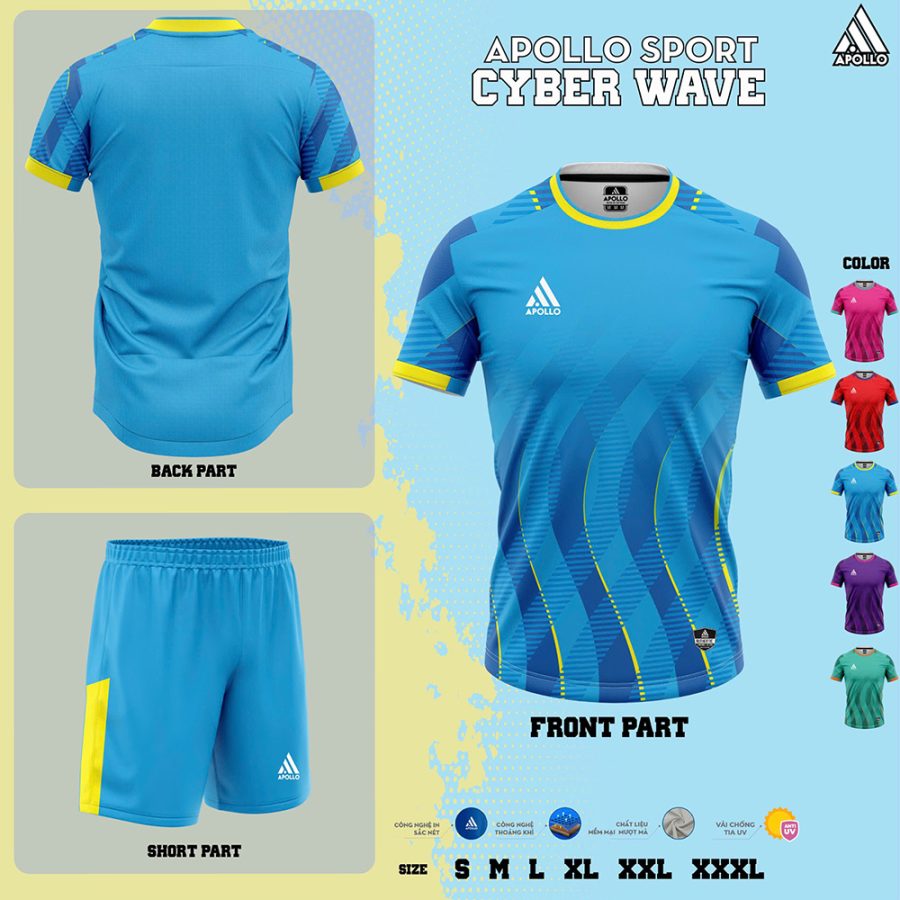 Áo Thể Thao Hỏa Tốc Cyber Wave Xanh Dương