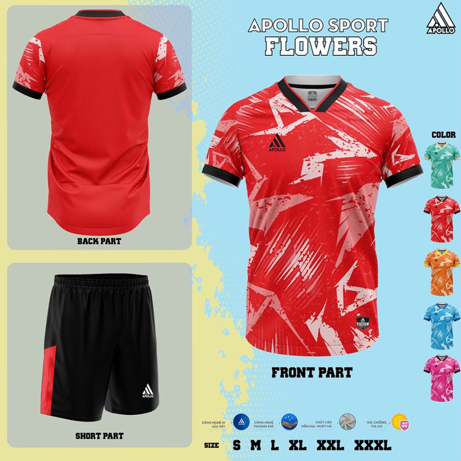 Áo Thể Thao Hỏa Tốc Flowers Màu Đỏ Cá Tính