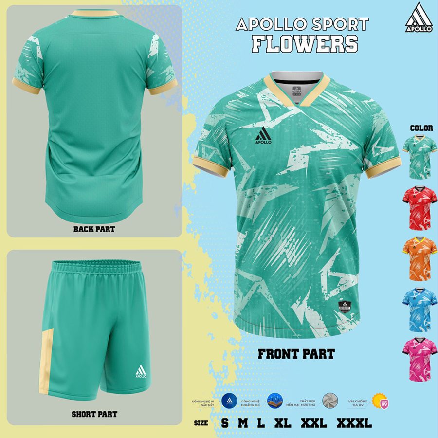 Áo Thể Thao Hỏa Tốc Flowers Xanh Ngọc Tươi Mới