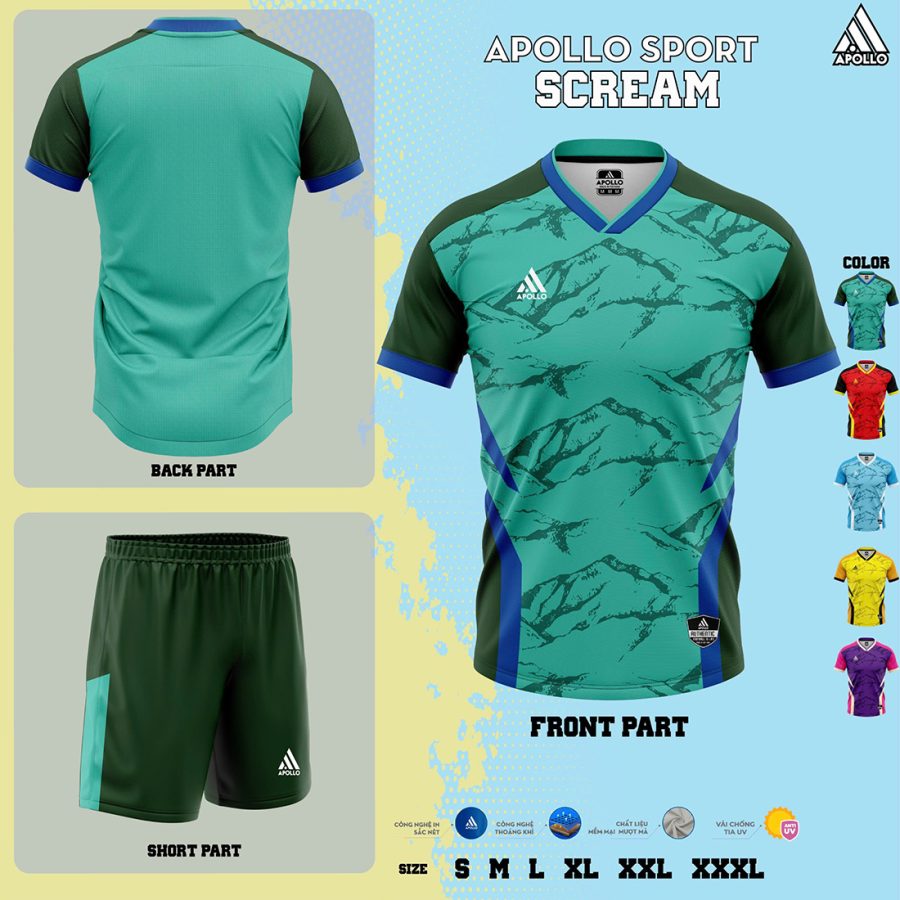 Áo Thể Thao Hỏa Tốc SCREAM Xanh Ngọc