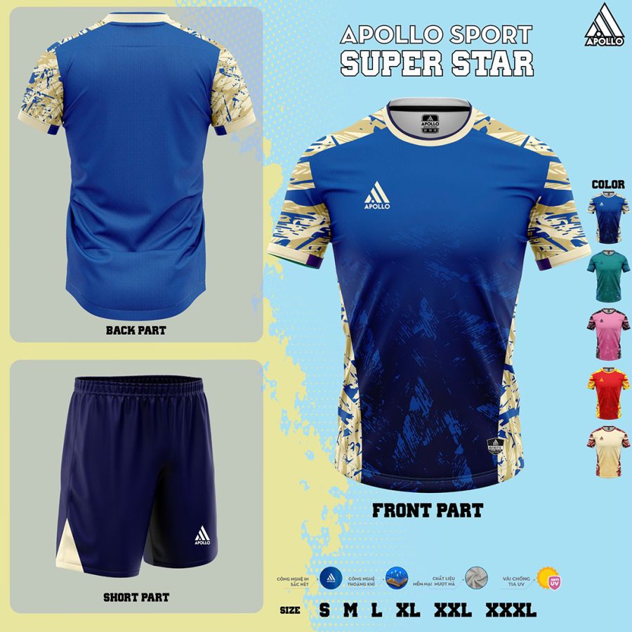 Áo Thể Thao Hỏa Tốc Super Star Xanh Dương – Phong Độ Ổn Định