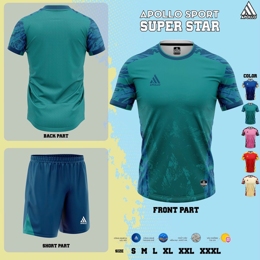 Áo Thể Thao Hỏa Tốc Super Star Xanh Ngọc – Tươi Mới