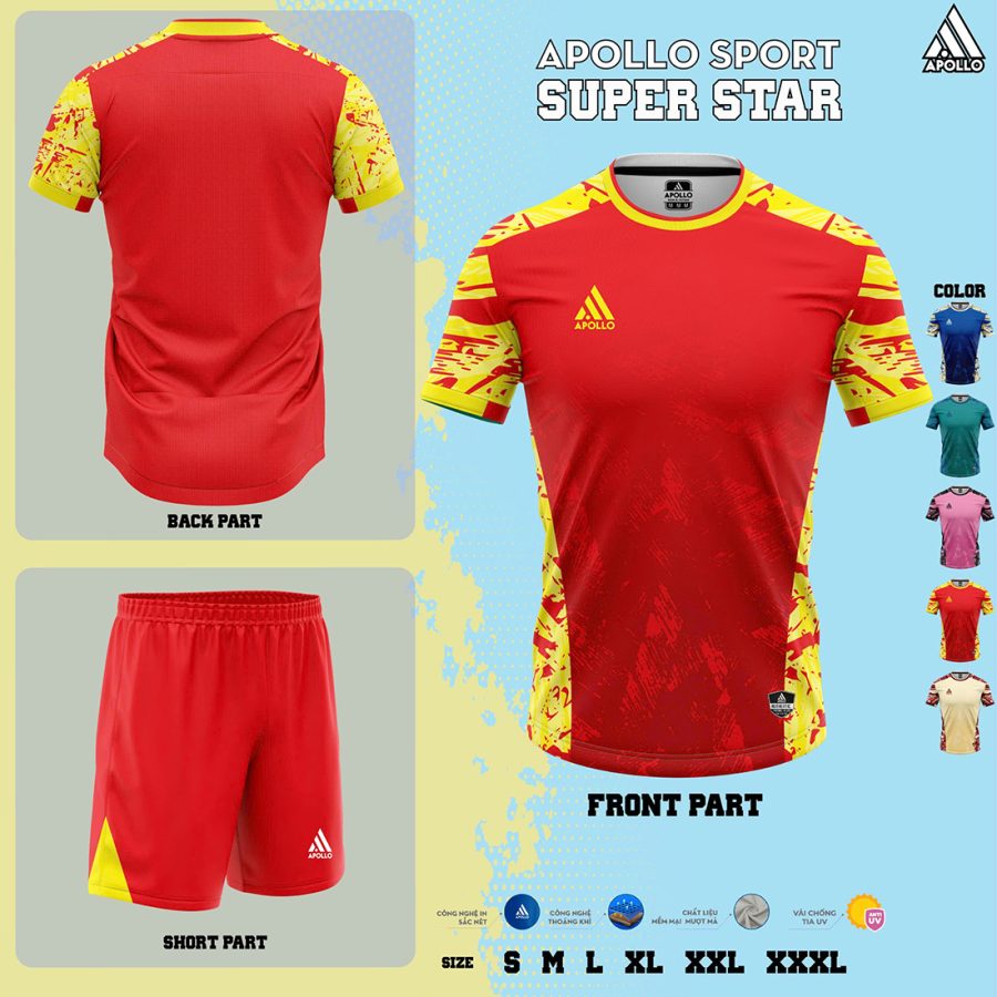 Áo Thể Thao Hỏa Tốc Super Star Màu Đỏ – Nổi Bật Mọi Trận Đấu