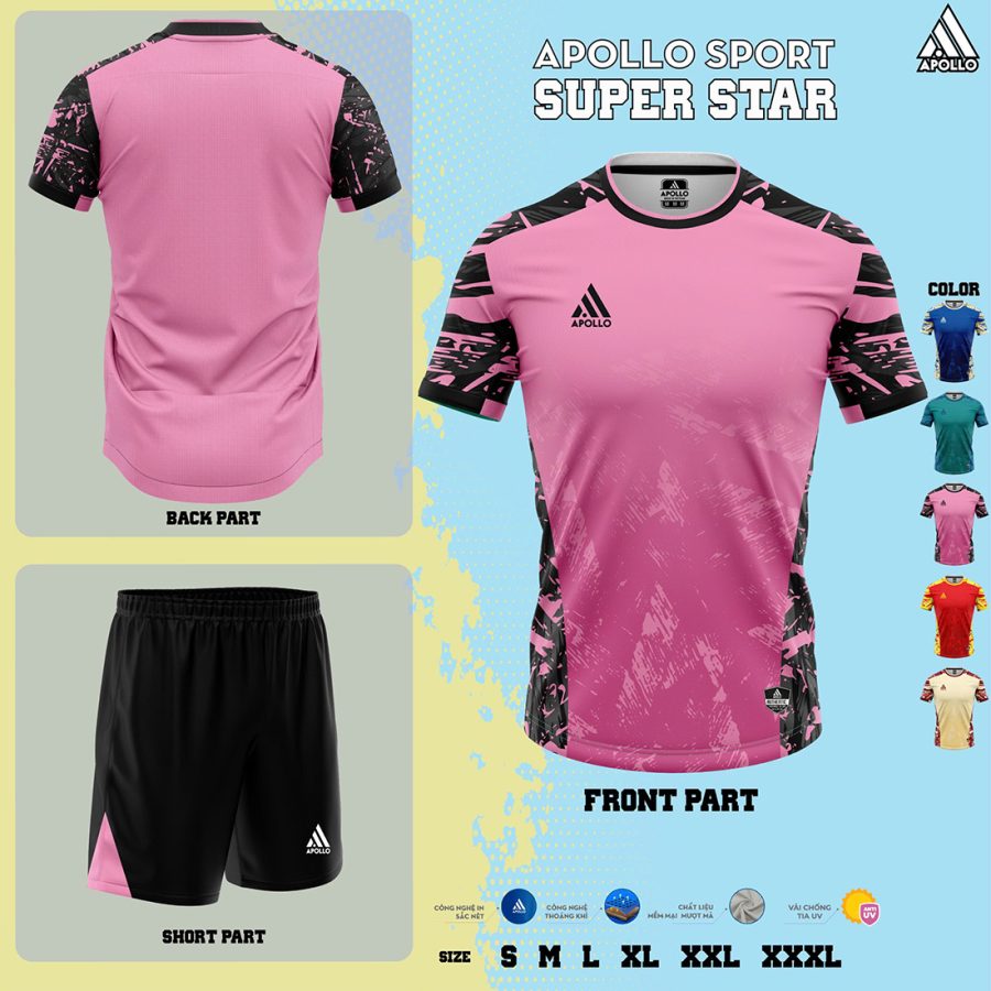 Áo Thể Thao Hỏa Tốc Super Star Màu Hồng – Cá Tính & Năng Động