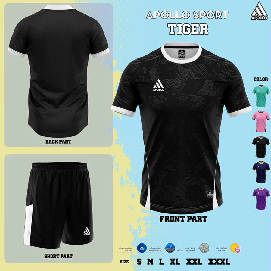 Áo Thể Thao Hỏa Tốc Tiger Đen Mạnh Mẽ, Chuyên Nghiệp