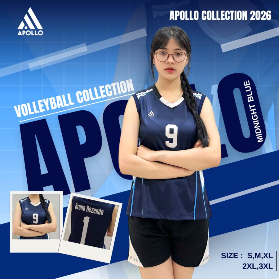 Đồng Phục Bóng Chuyền Apollo Midnight Blue Phong Cách Năng Động