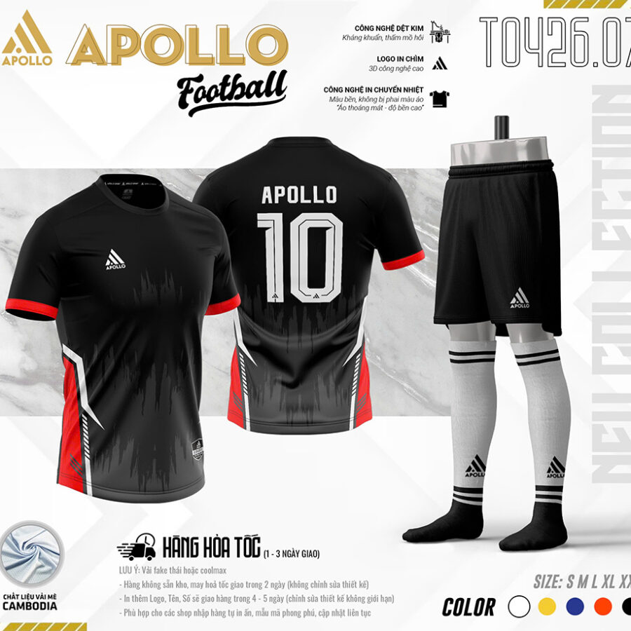 Áo Thể Thao Hoả Tốc T0426.07 Màu Đen Đẳng Cấp & Mạnh Mẽ