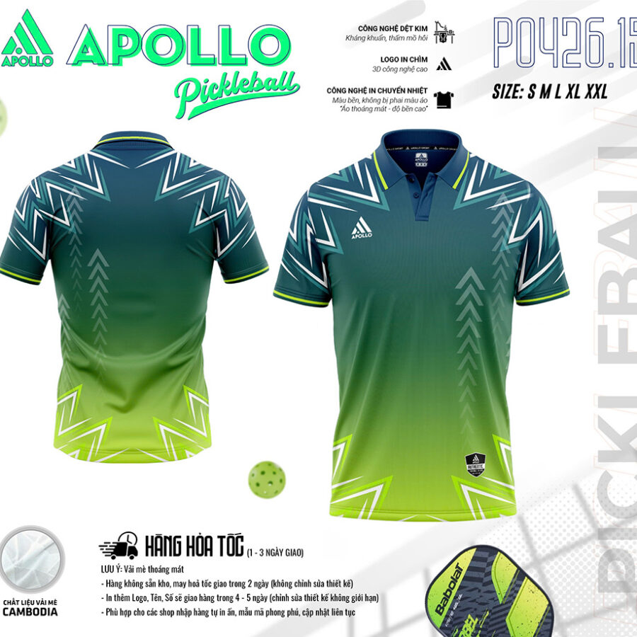 Áo Thể Thao Pickleball Hỏa Tốc T0426.15 Màu Xanh Lá