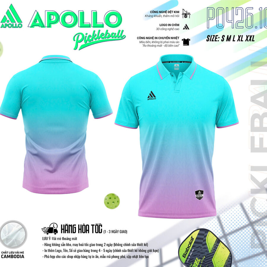 Áo Thể Thao Pickleball Hoả Tốc T0426.05 Xanh Thiên Thanh