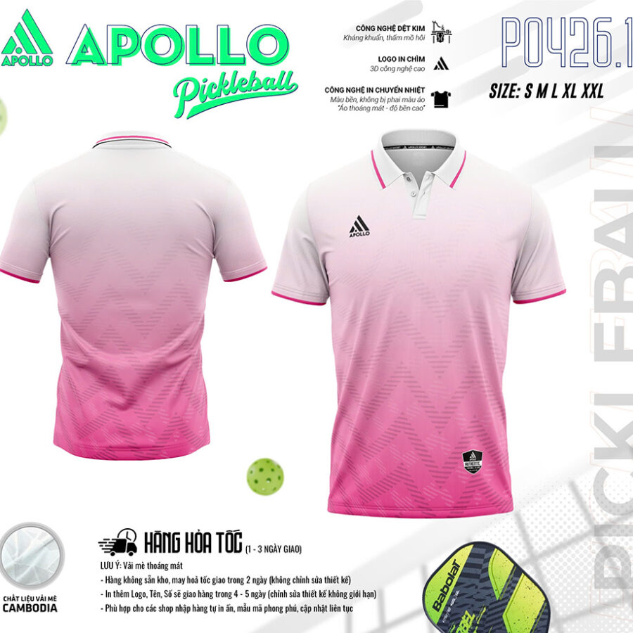 Áo Thể Thao Pickleball Hoả Tốc P0426.11 Màu Hồng
