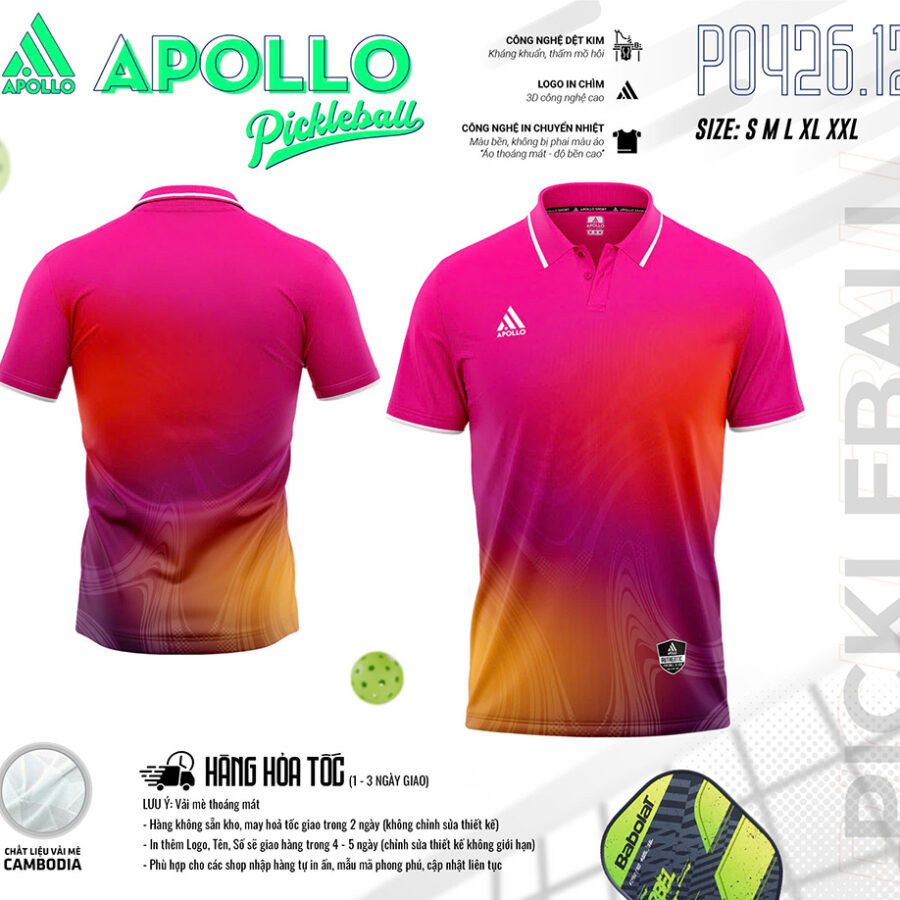 Áo Thể Thao Pickleball Hoả Tốc T0426.05 Màu Hồng Cá Tính