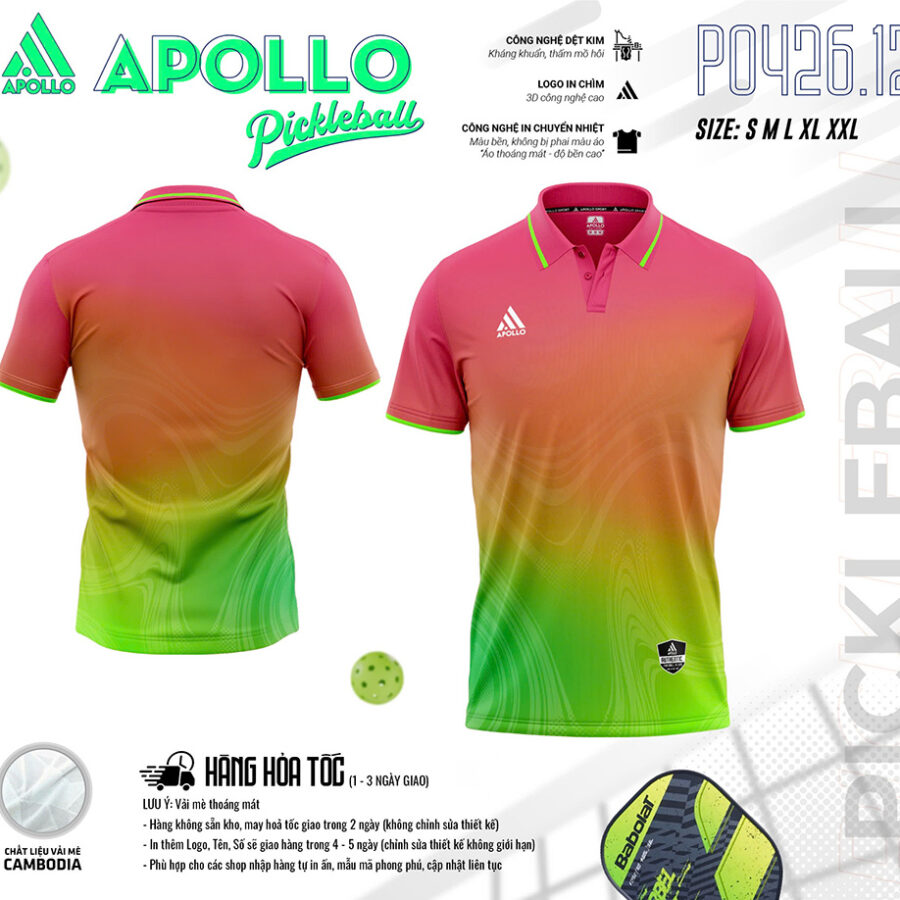 Áo Pickleball Hoả Tốc T0426.05 Hồng Nhạt Thanh Lịch