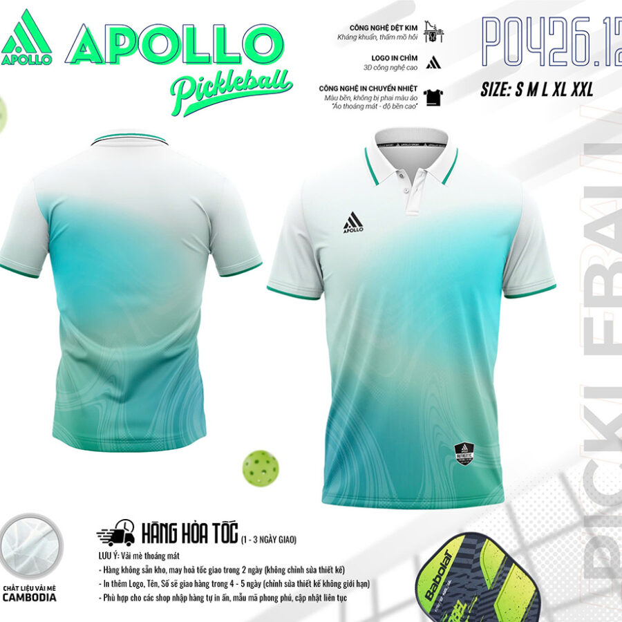 Áo Thể Thao Pickleball T0426.05 Xanh Ya Hiện Đại