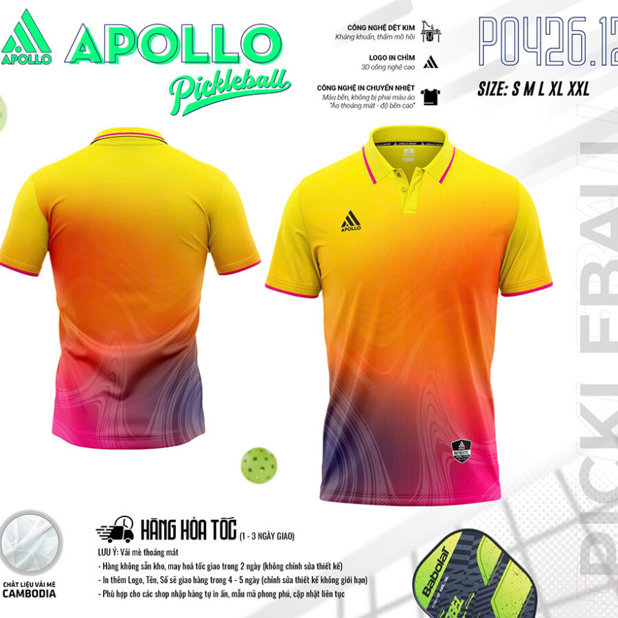 Áo Pickleball Hoả Tốc T0426.05 Màu Vàng Năng Động