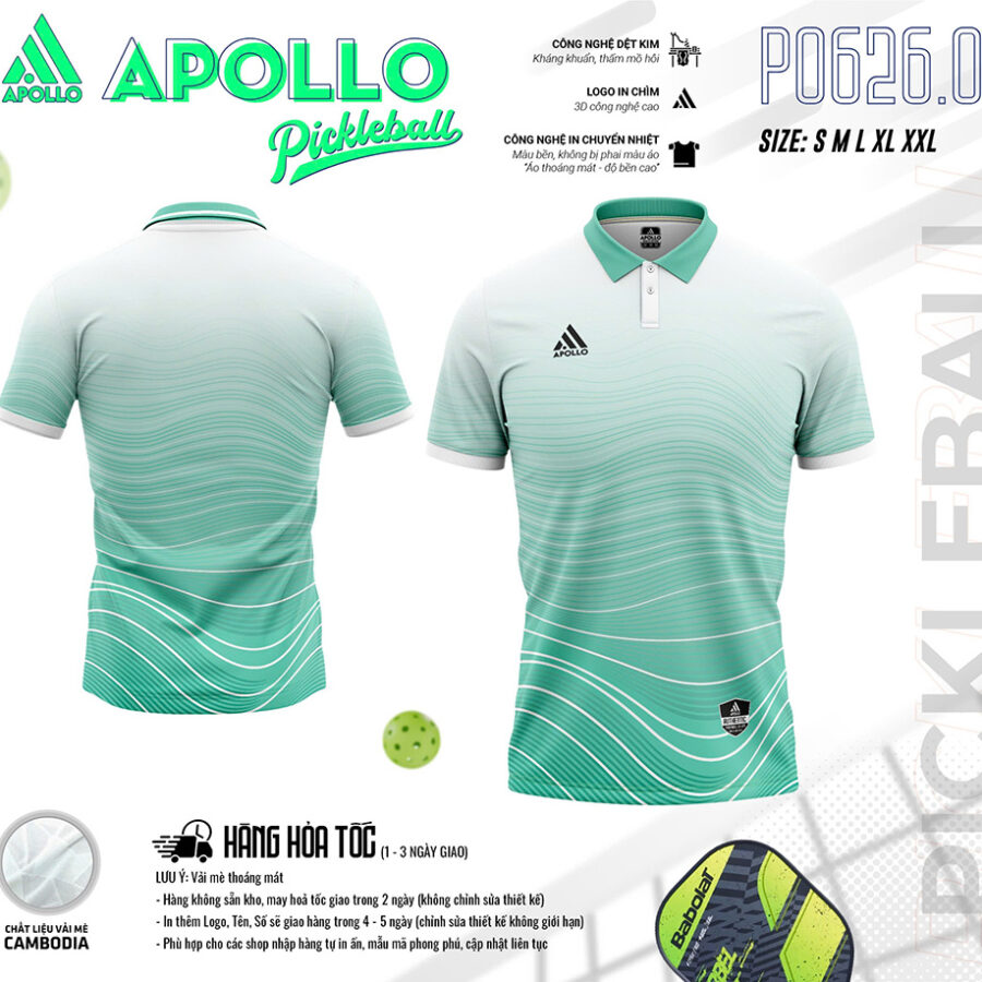 Áo Thể Thao Pickleball Hỏa Tốc P0626.01 Màu Xanh Ngọc