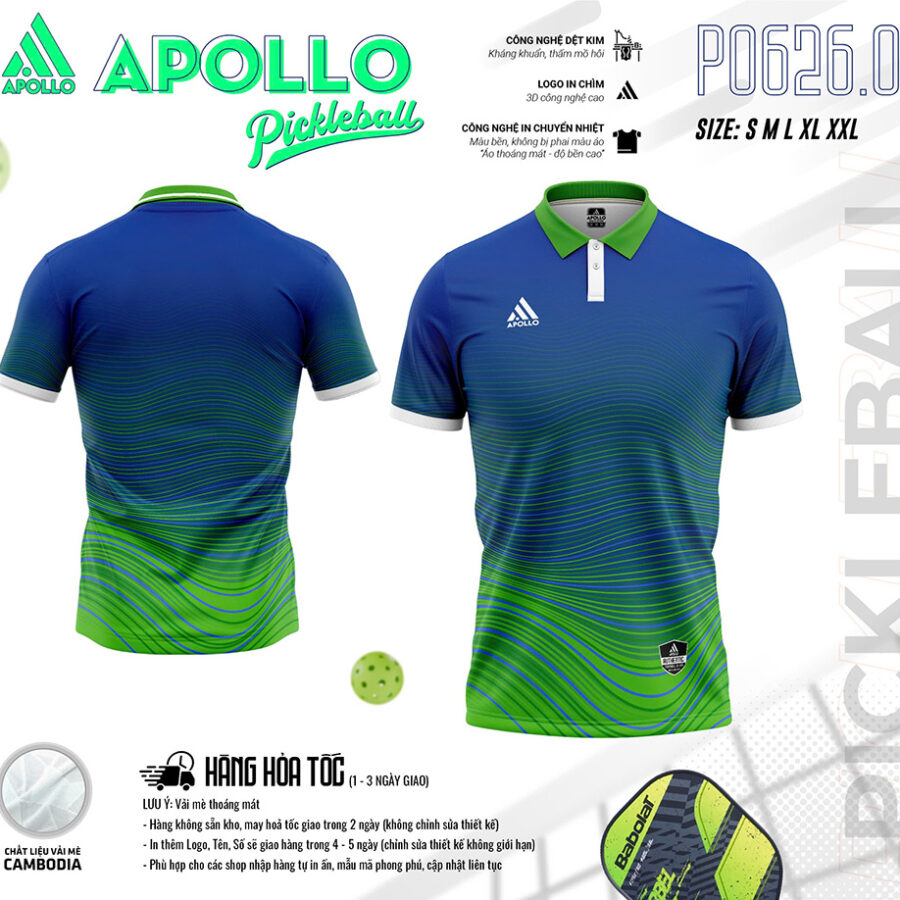 Áo Thể Thao Pickleball Hỏa Tốc P0626.01 Màu Xanh Đen