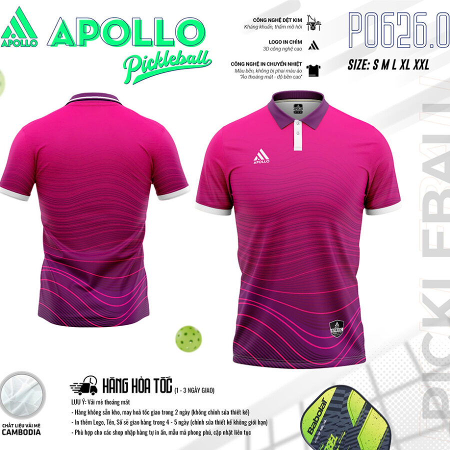 Áo Thể Thao Pickleball Hỏa Tốc P0626.01 Màu Hồng