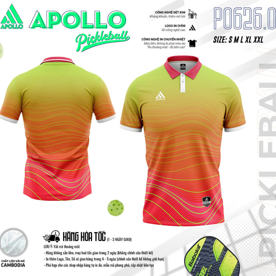 Áo Thể Thao Pickleball Hỏa Tốc P0626.01 Màu Cam
