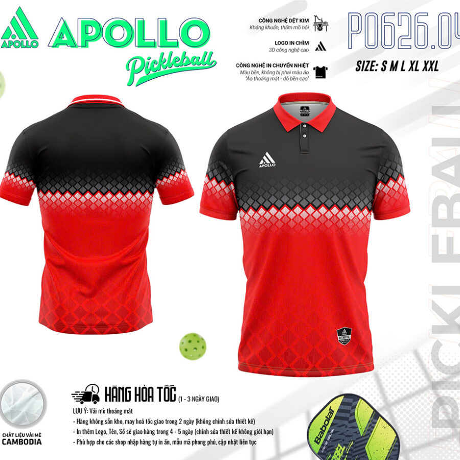 Áo Thể Thao Pickleball Hỏa Tốc P0626.04 Màu Đỏ